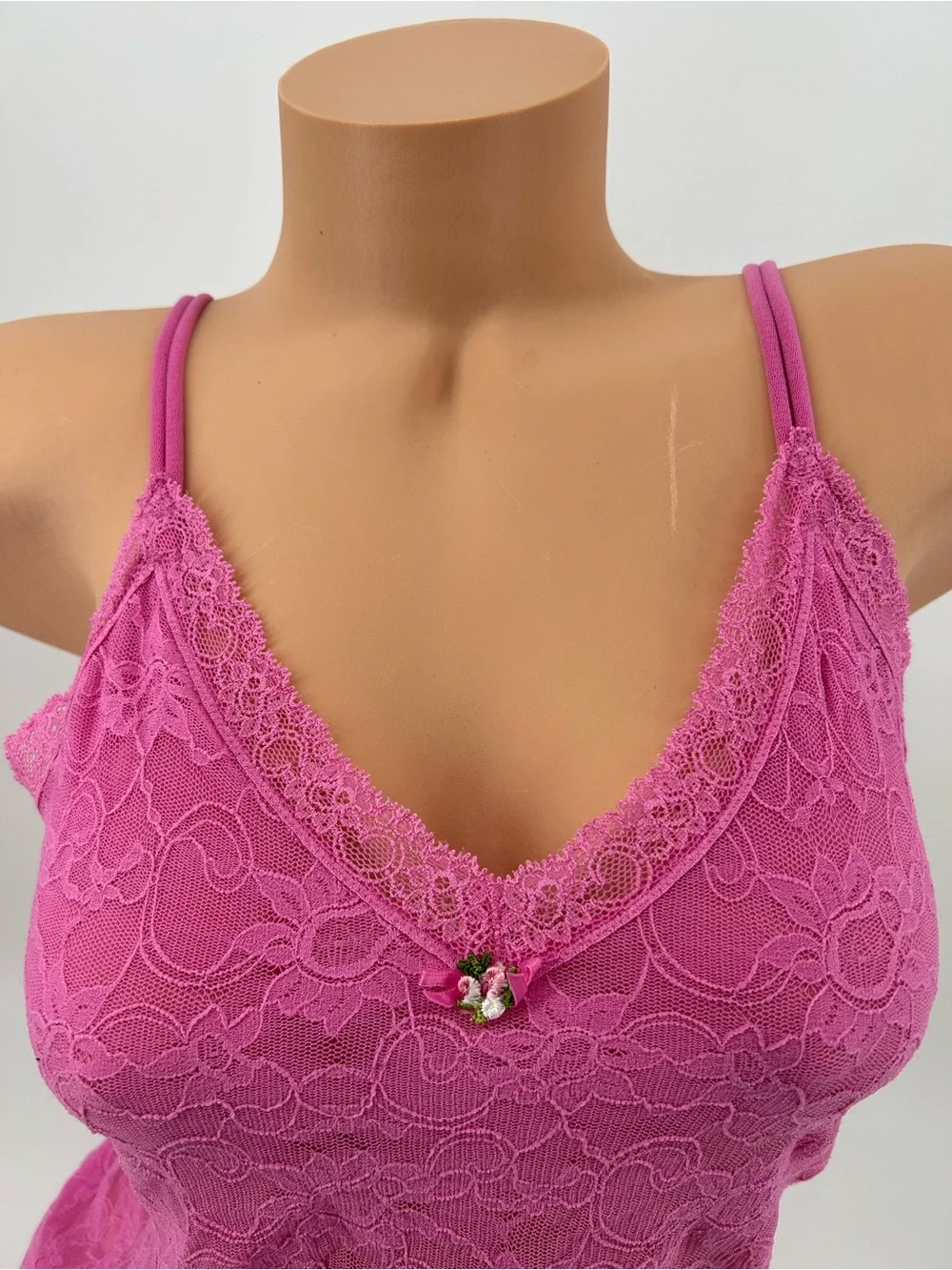 Victoria’s Secret Angels Vtg Y2K Mesh Lace Strappy Sleep Cami Tank READ - Picture 2 of 9